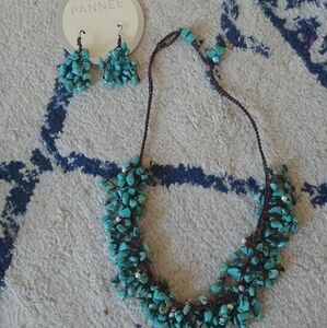Turquoise necklace and earrings set